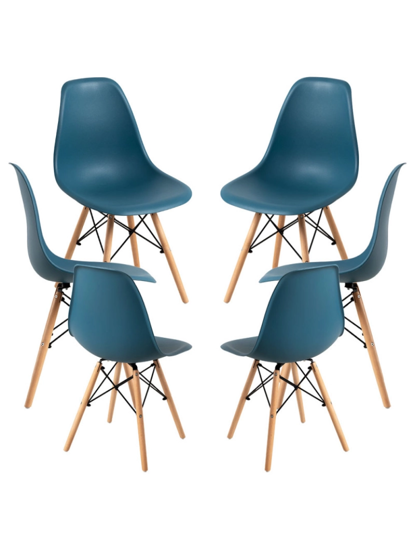 Presentes Miguel - Pack 6 Cadeiras Tower Basic - Azul Petróleo