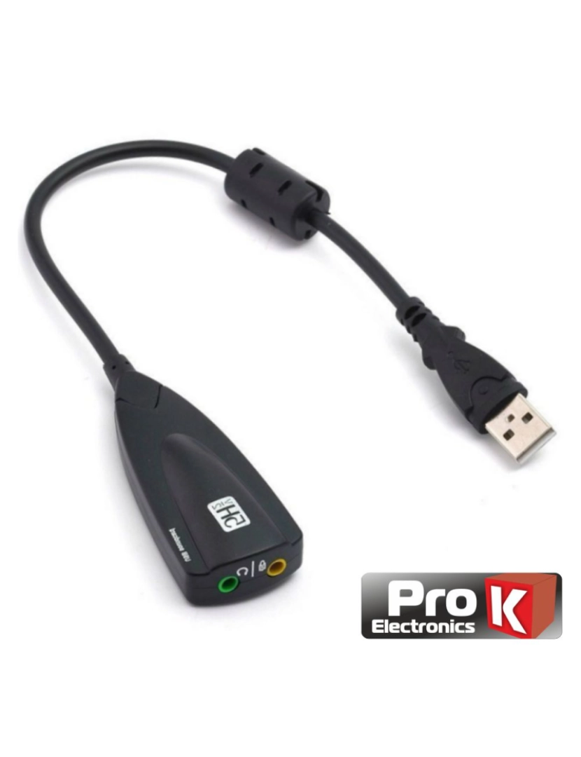 Prok - Adaptador Placa Som USB 7.1 C/ 2 Fichas Jack PROK