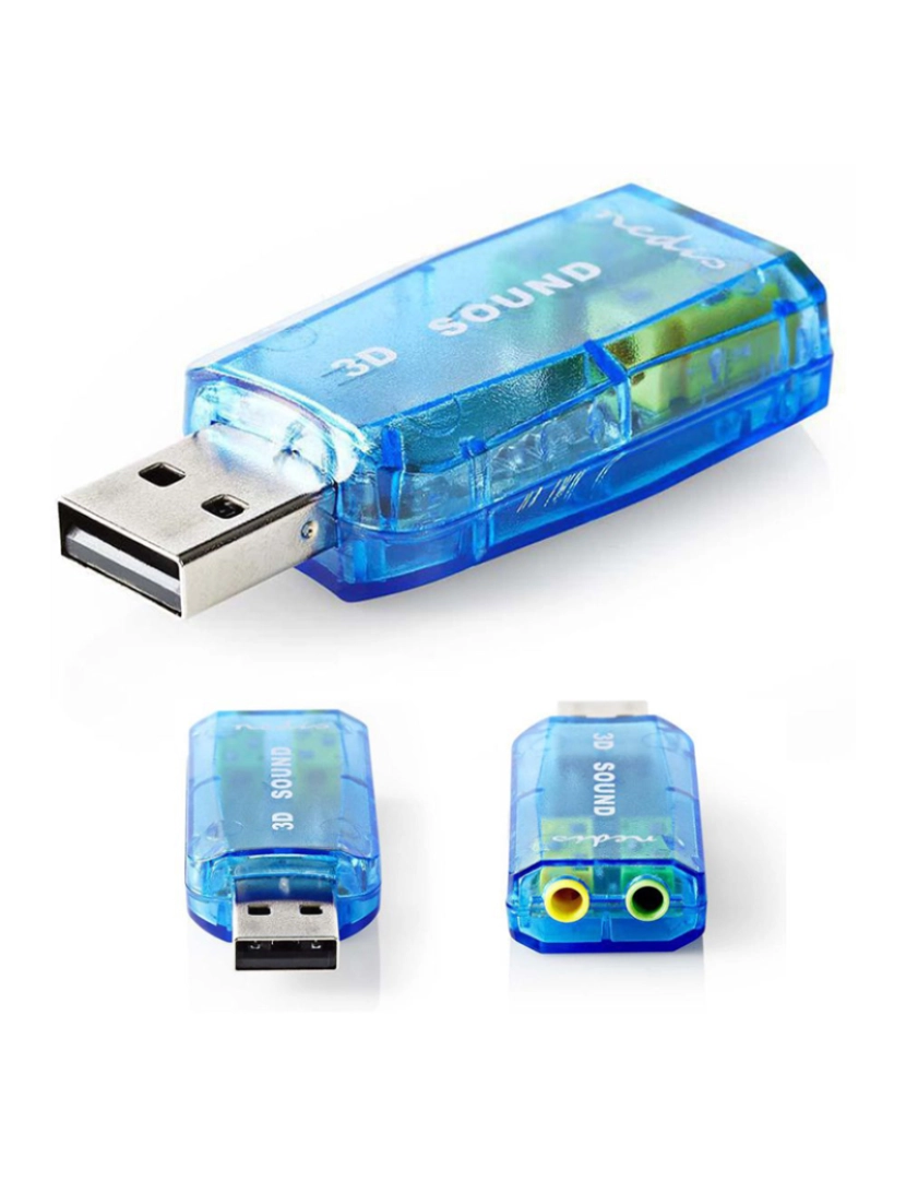 Nedis - Adaptador Placa Som Usb 5.1 C/ 2 Fichas Jack 