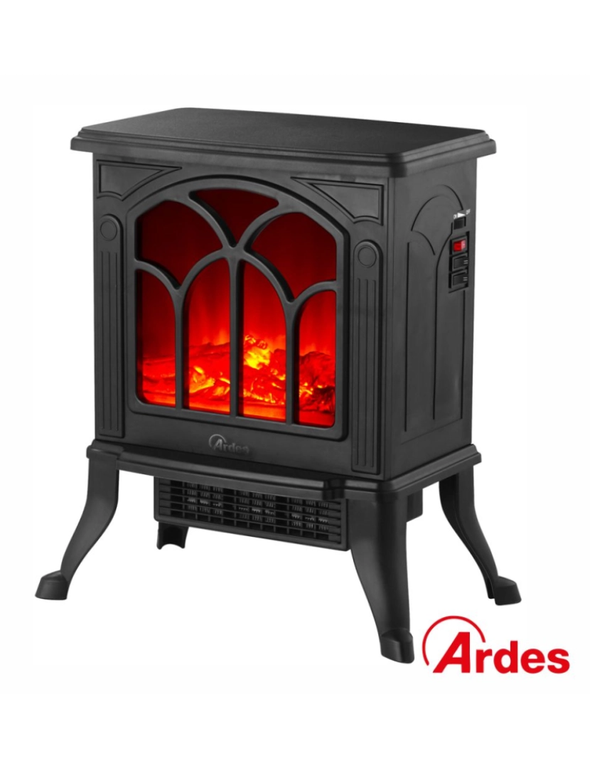Ardes - Lareira Elétrica 1500W C/ Efeito Fogo Termostato ARDES