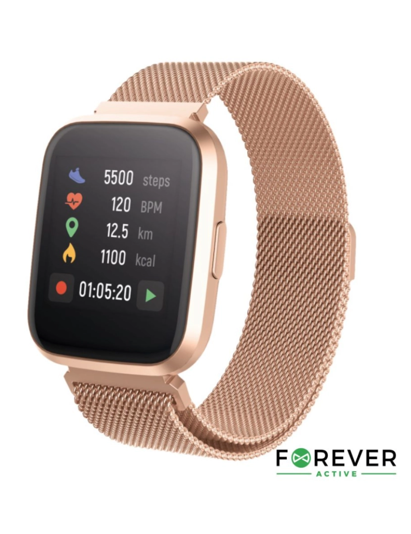 Forever - SmartWatch Multifunções P/ Android iOS Rose Gold FOREVER