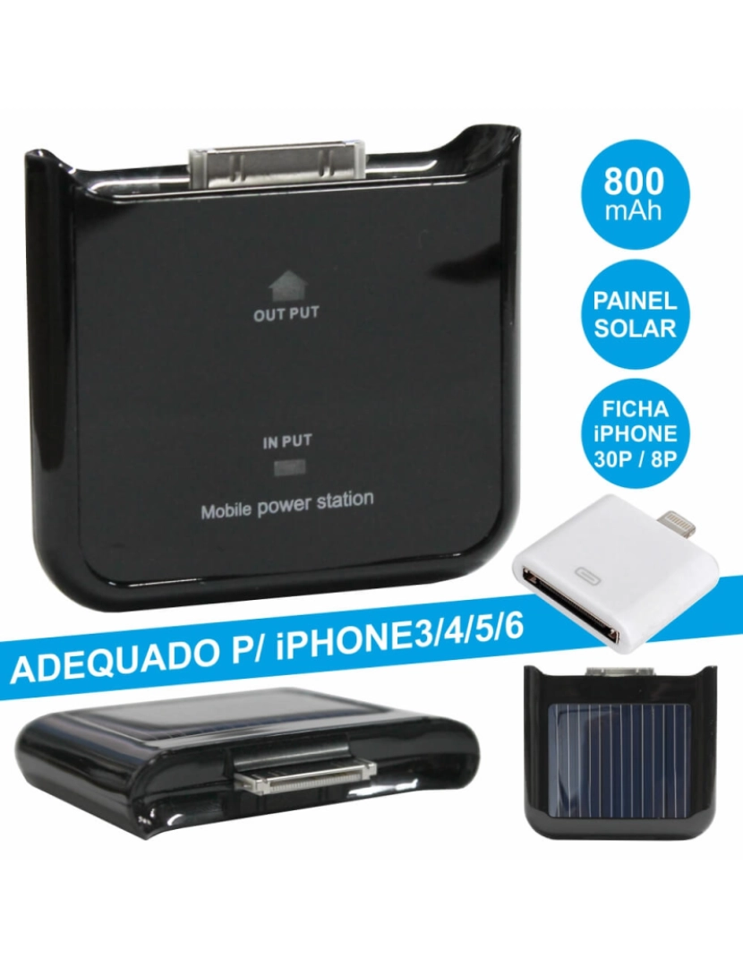 Div - Powerbank 800ma C/ Painel Solar P/ Iphone3/4/5/6