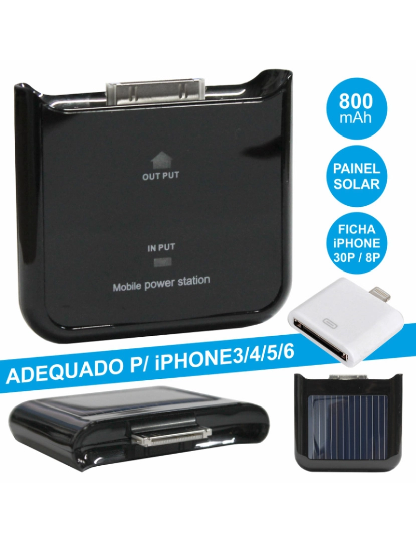 Div - PoWerbank 800ma C/ Painel Solar P/ Iphone3/4/5/6            