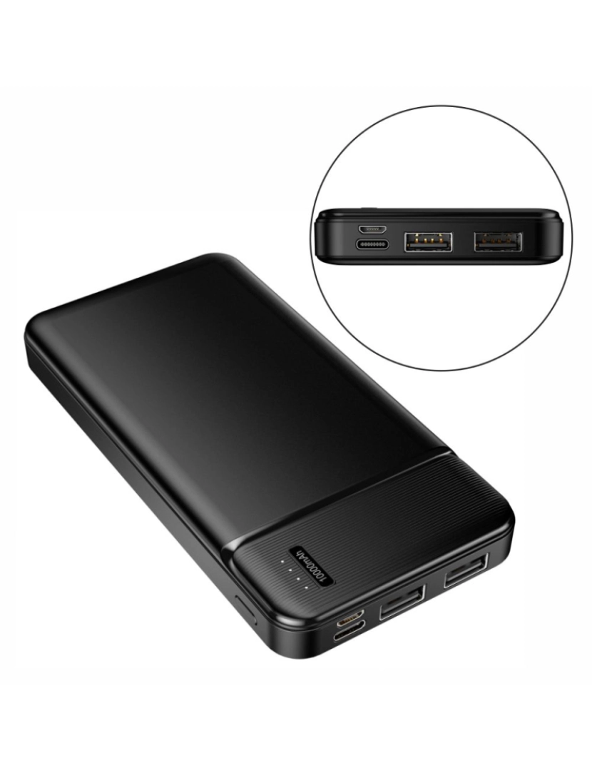 Div - Powerbank 10000mAh C/ Ficha Micro USB / USB-C E 2USB-A