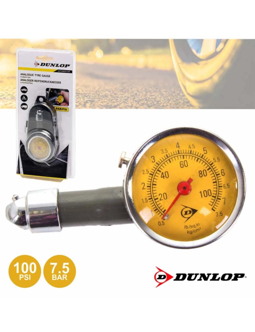 Dunlop - Medidor de Pressão Pneus Analógico Dunlop 