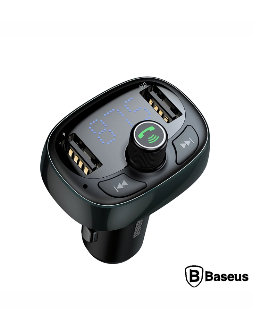 Baseus - Transmissor Fm Bluetooth 2Usb/Microsd F. Isqueiro Preto 