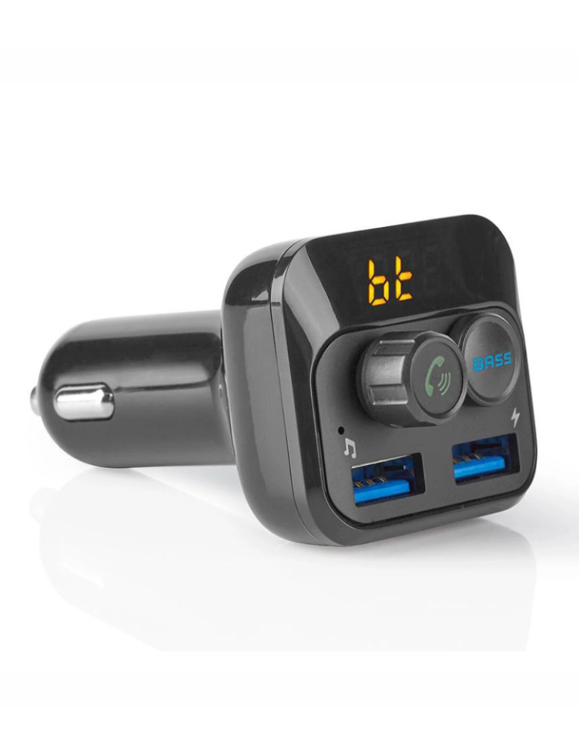 Nedis - Transmissor Fm Bluetooth 2Usb/Microsd F. Isqueiro Preto 