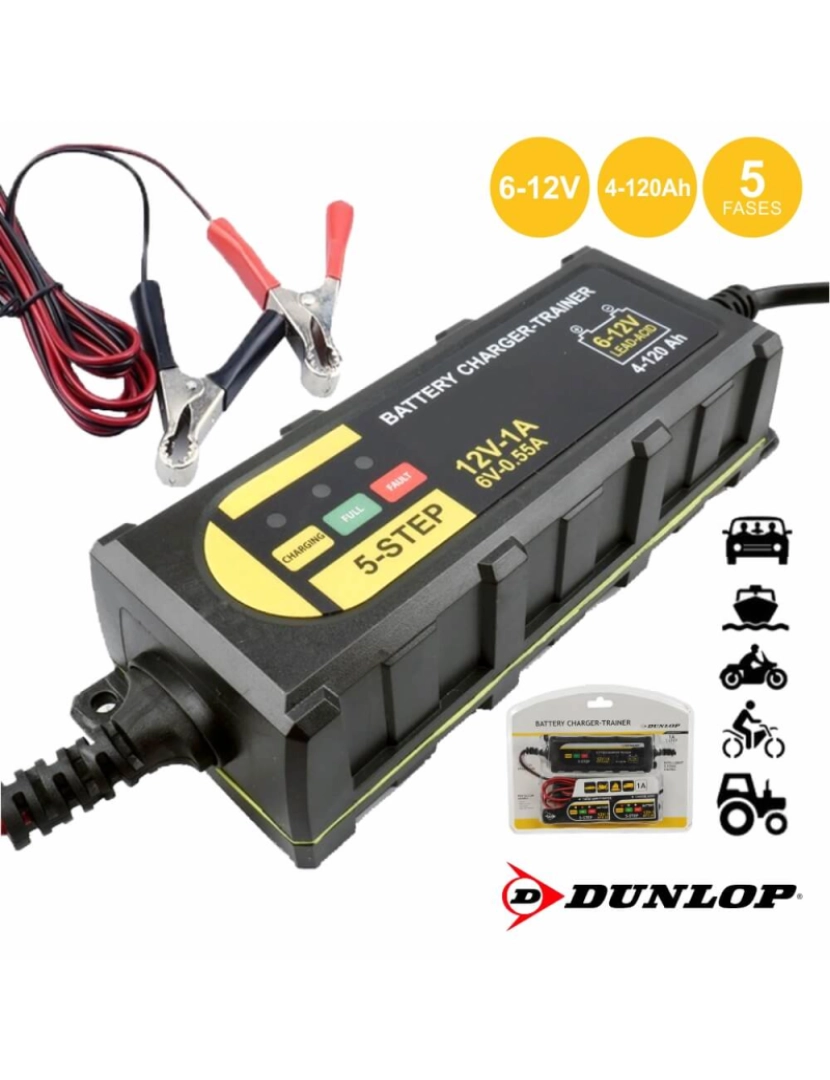 Dunlop - Carregador De Baterias 6-12v 4-120a Dunlop
