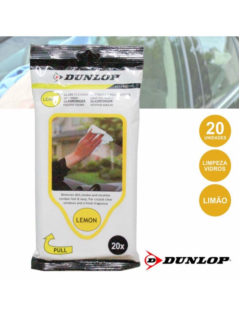Dunlop - Toalhetes Húmidos p/ Limpeza de Vidros 20X Dunlop 