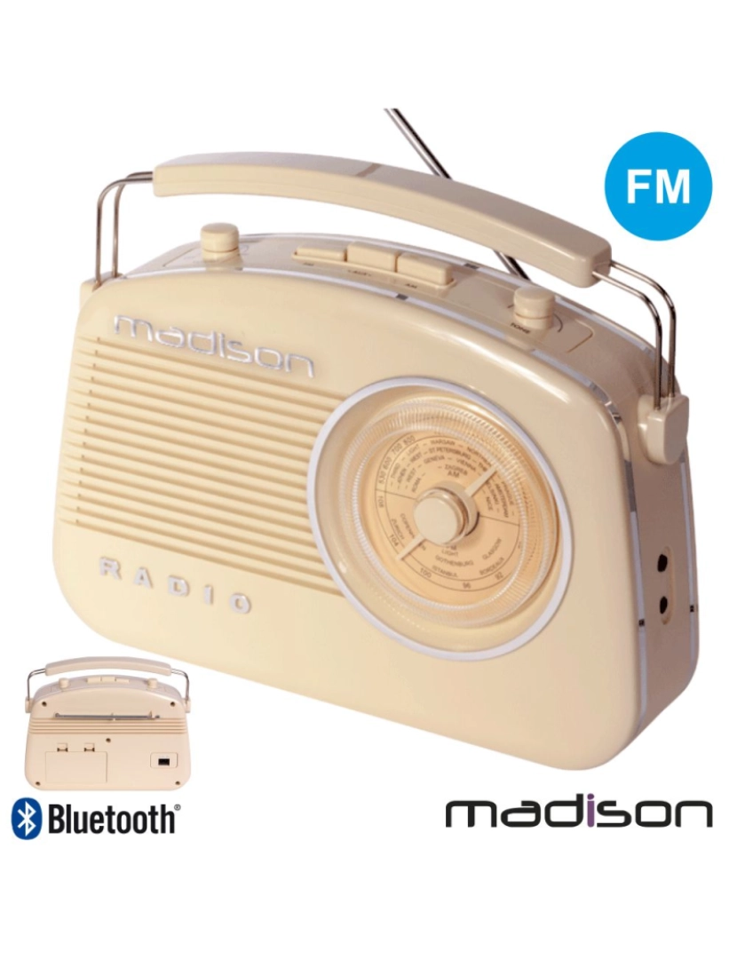 Madison - Rádio Bluetooth Am/Fm Vintage Madison