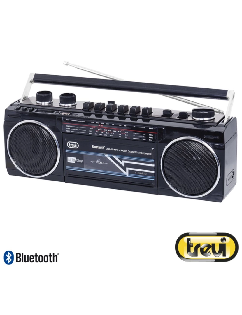 Trevi - Rádio MP3 c/ MW/FM/SW1-2 Bluetooth Preto TREVI