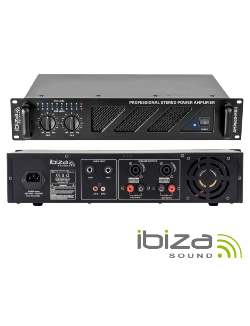 imagem de Amplificador Áudio 19" 2x480w Preto Ibiza1