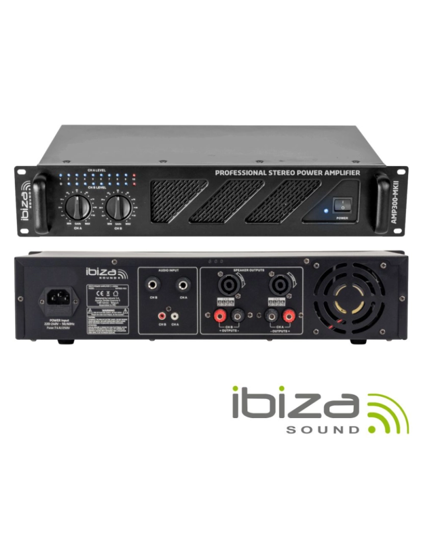 Ibiza - Amplificador Áudio 19" 2x240w Ibiza
