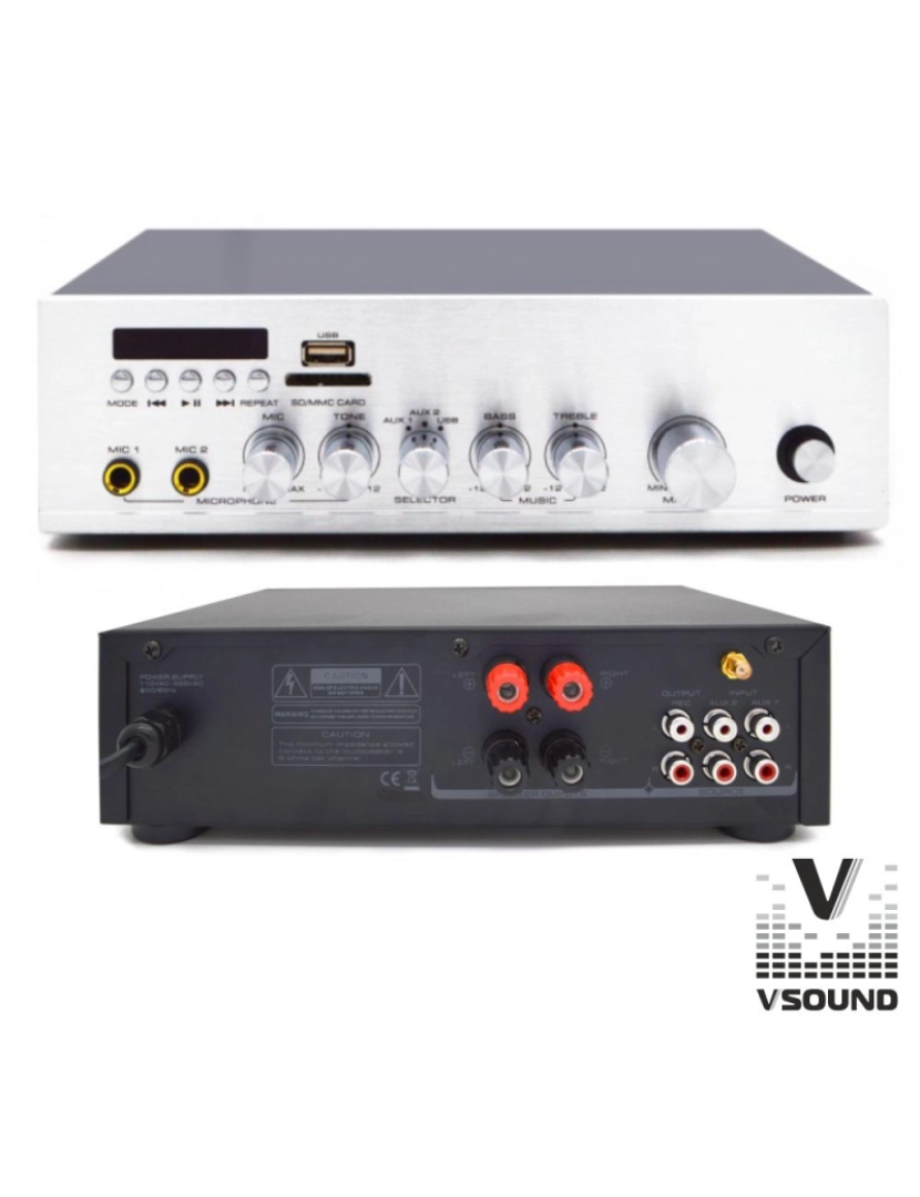 Vsound - Amplificador 220V 60W MP3/USB/SD VSOUND