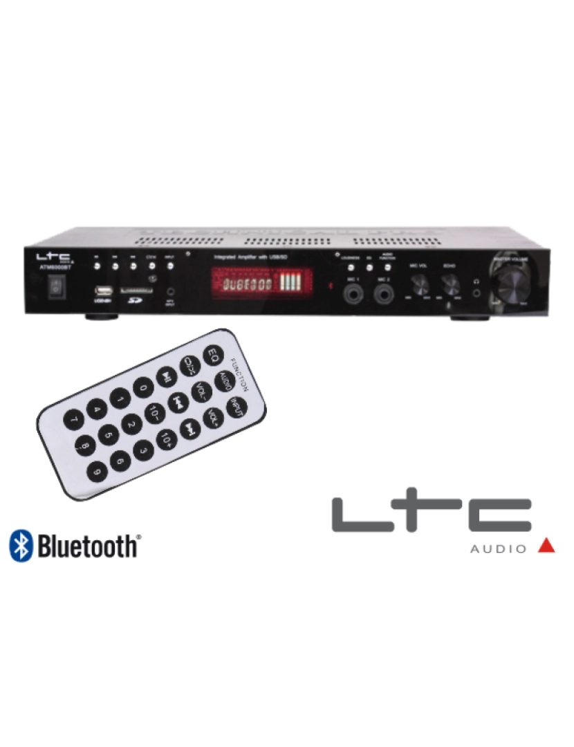 Ltc - Amplificador Áudio Stéreo Hifi 2 X 50w Usb/Fm/Bt/Sd Ltc