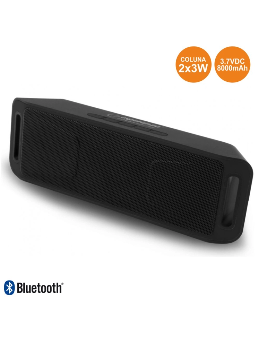 Div - Coluna Bluetooth Portátil 2x3w Usb/Fm/Sd Preto