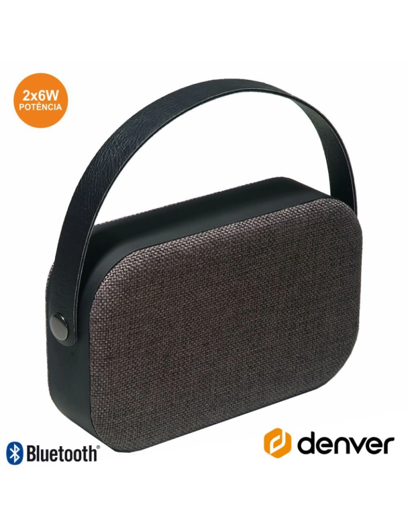 Denver - Coluna Bluetooth Portátil 2x3w Mala Usb/Aux/Bat Preto Denver