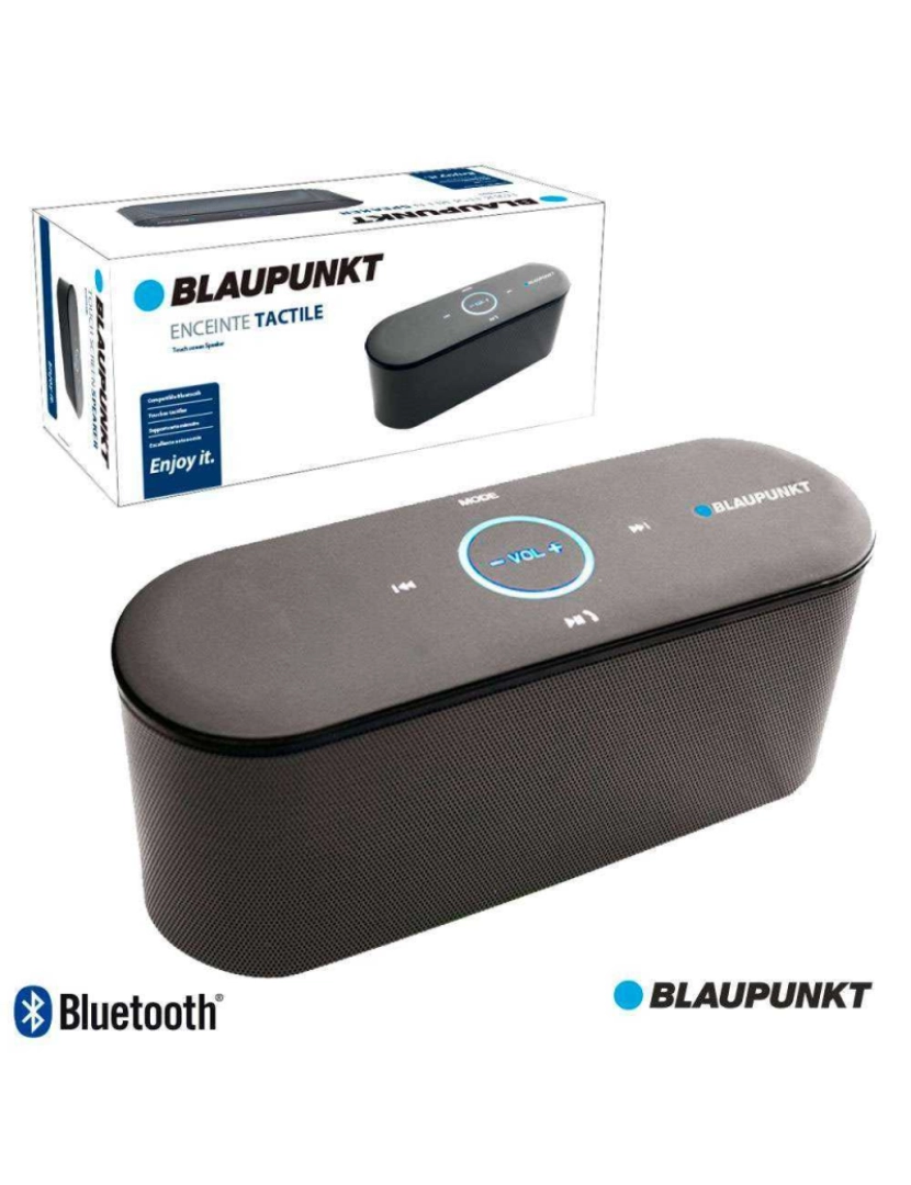 Blaupunkt - Coluna Bluetooth Portátil LED Azul Touch 5W Mic BLAUPUNKT