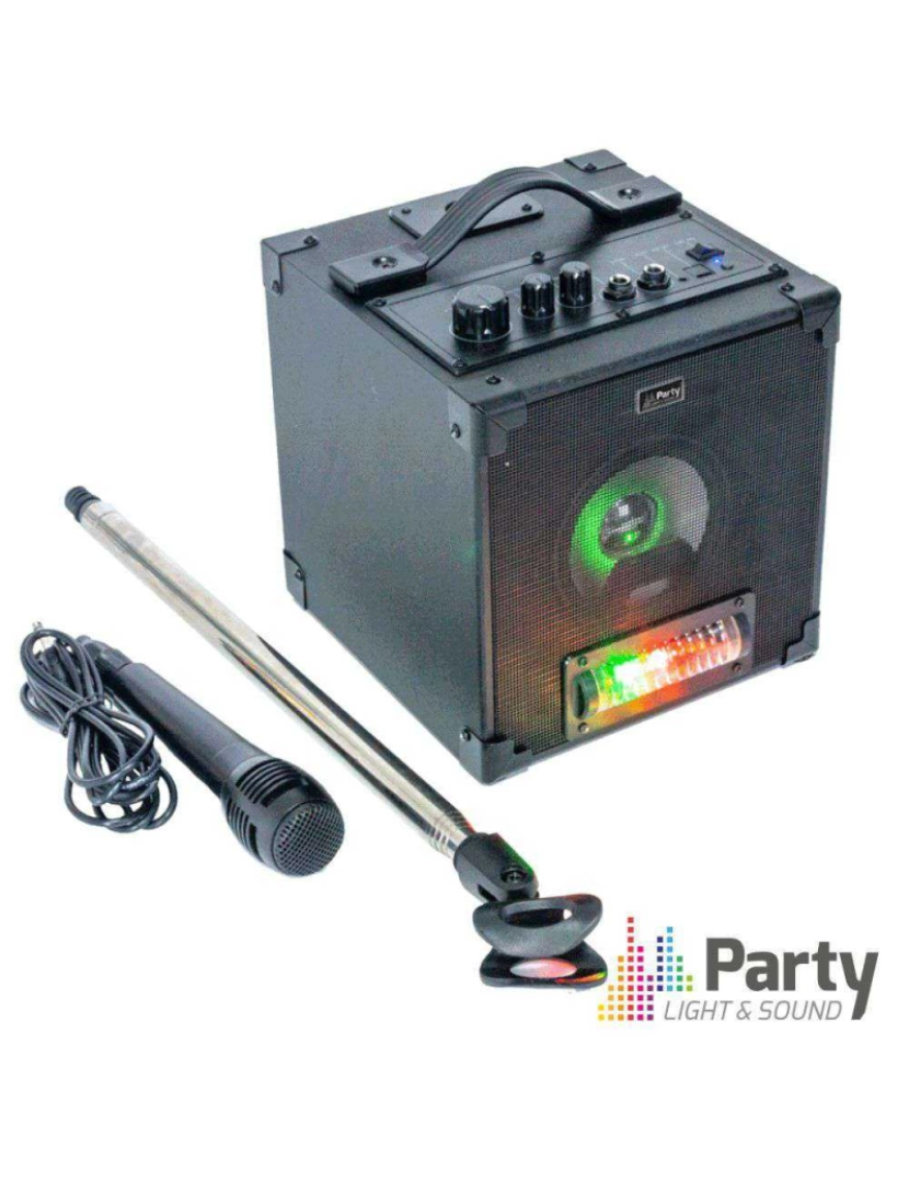 Party Light&Sound - Conjunto Karaoke C/ Microfone E Suporte BT LED PARTY