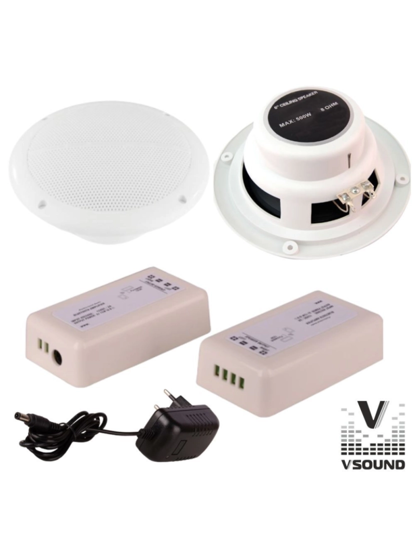 Vsound - Kit Amplificador 30W Bluetooth C/2 Colunas E Cabos VSOUND