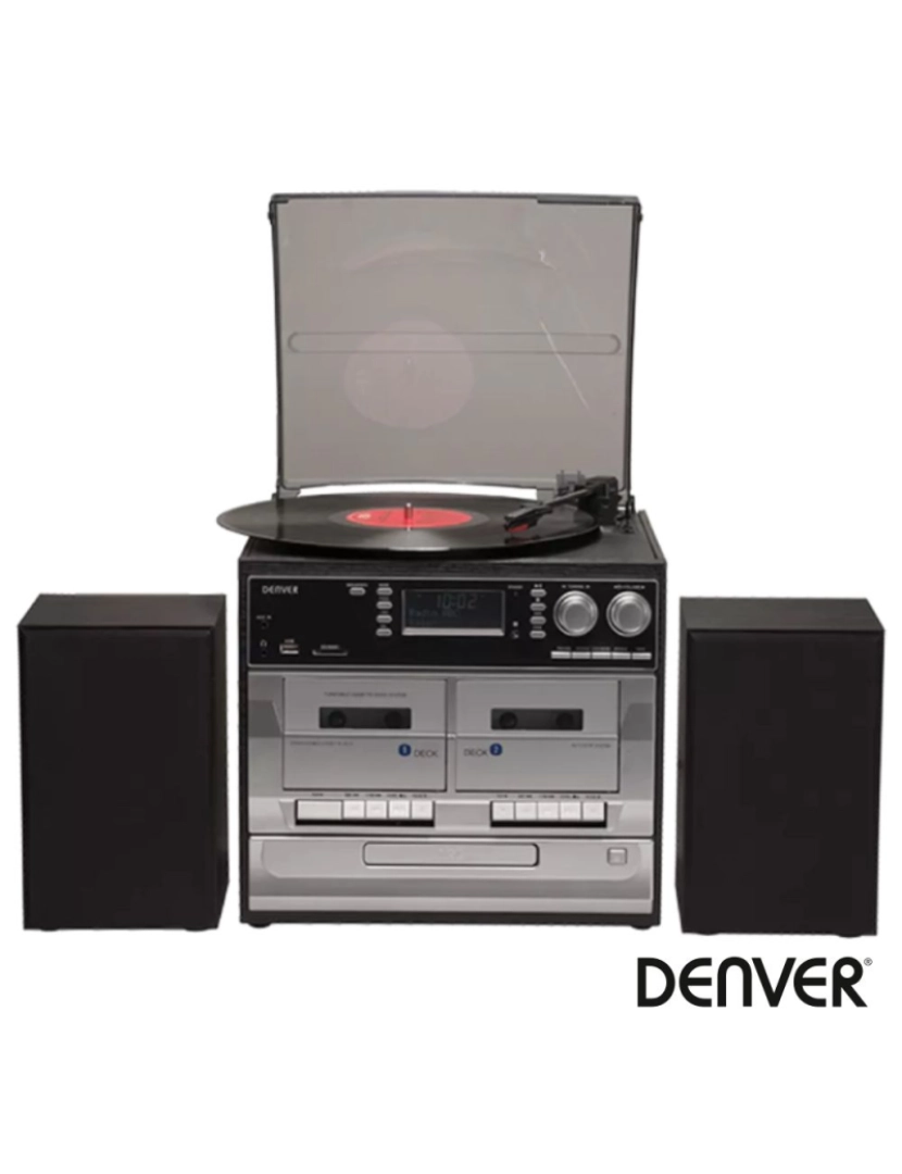Denver - Gira-Discos 33/45/78RPM AM/FM/Cd/Cassete/SD 2x2W DENVER