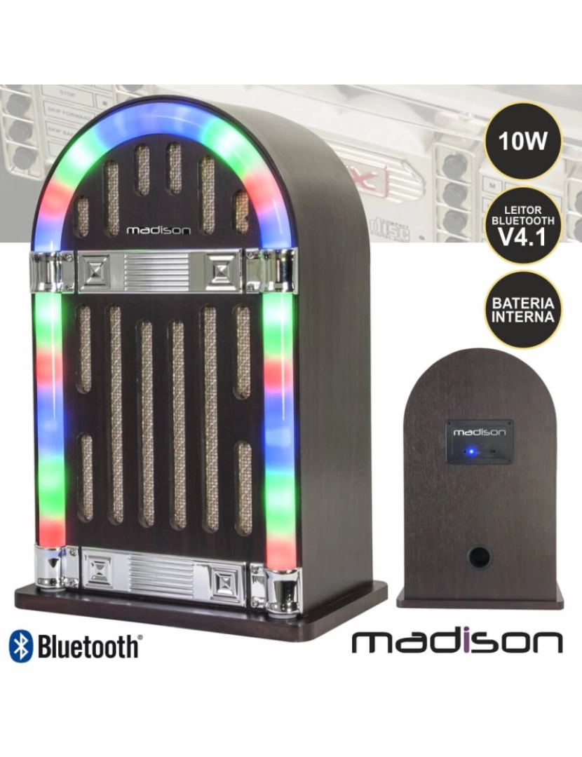 Madison - Jukebox C/ Leitor Bluetooth Bat 10w