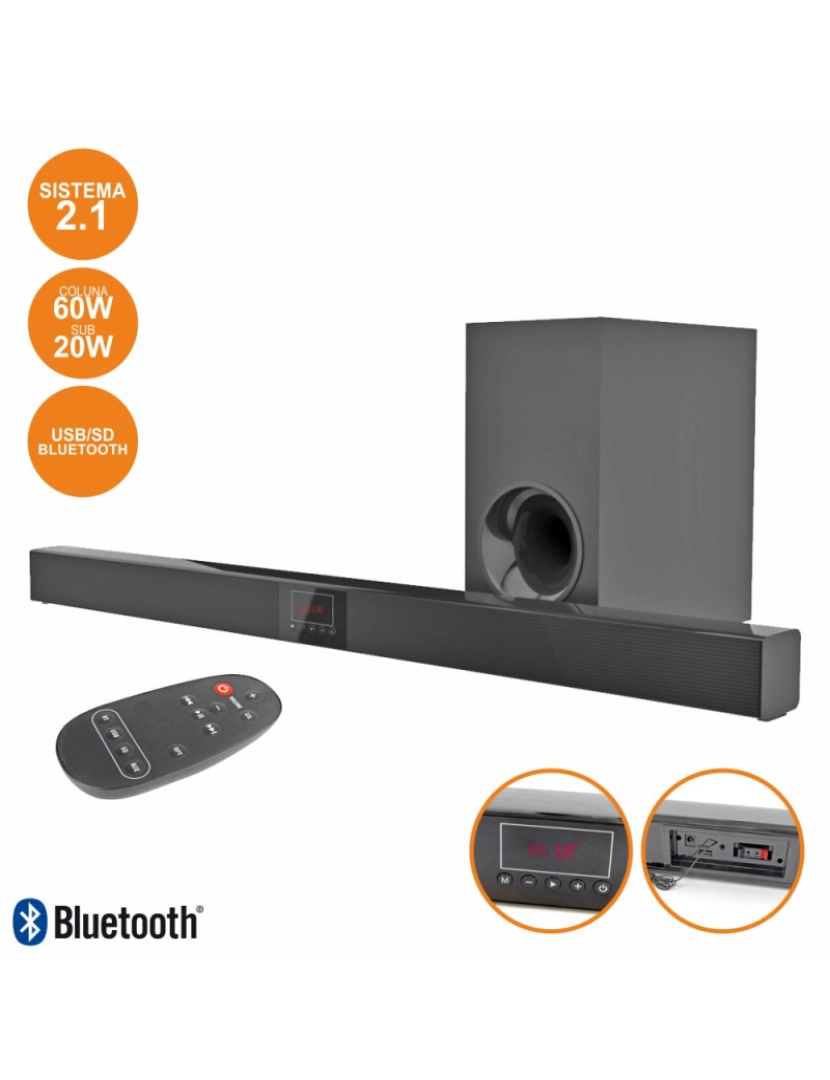 Durex - Soundbar C/ Sub Comando Usb/Bt/Sd 80w