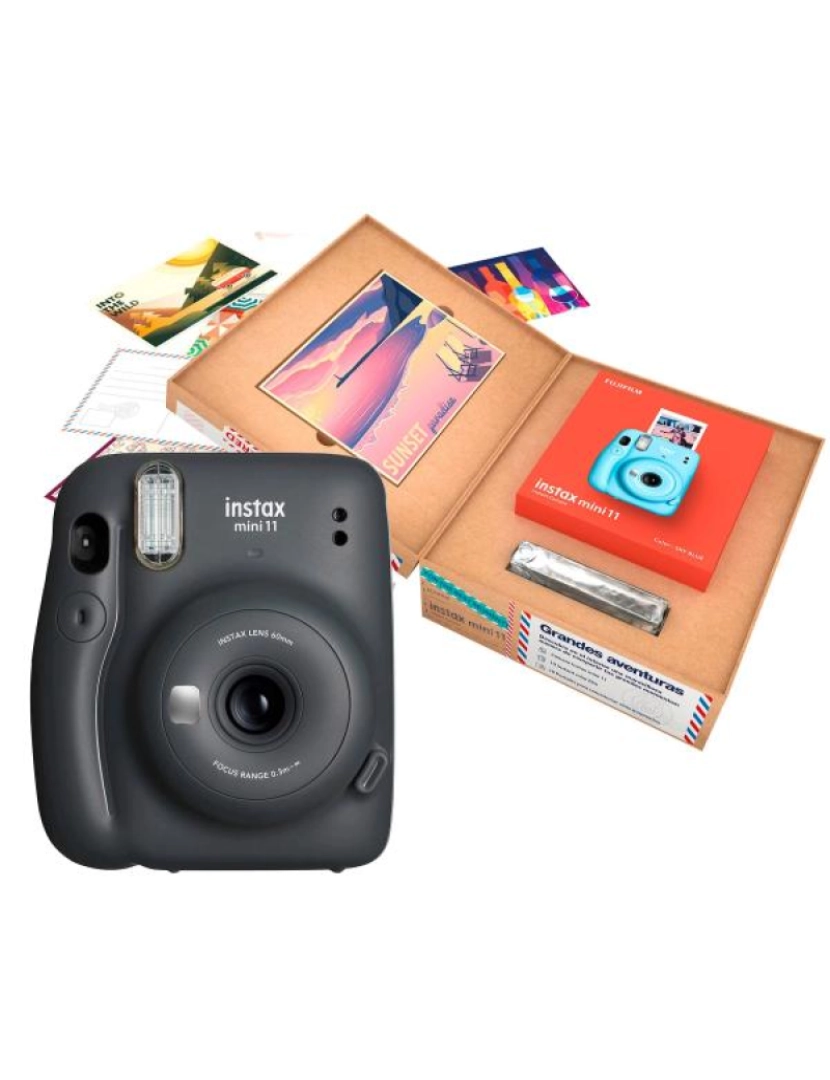 Fujifilm - Câmara Fujifilm Instax Mini11 Charcoal Preta + Pack Aventura