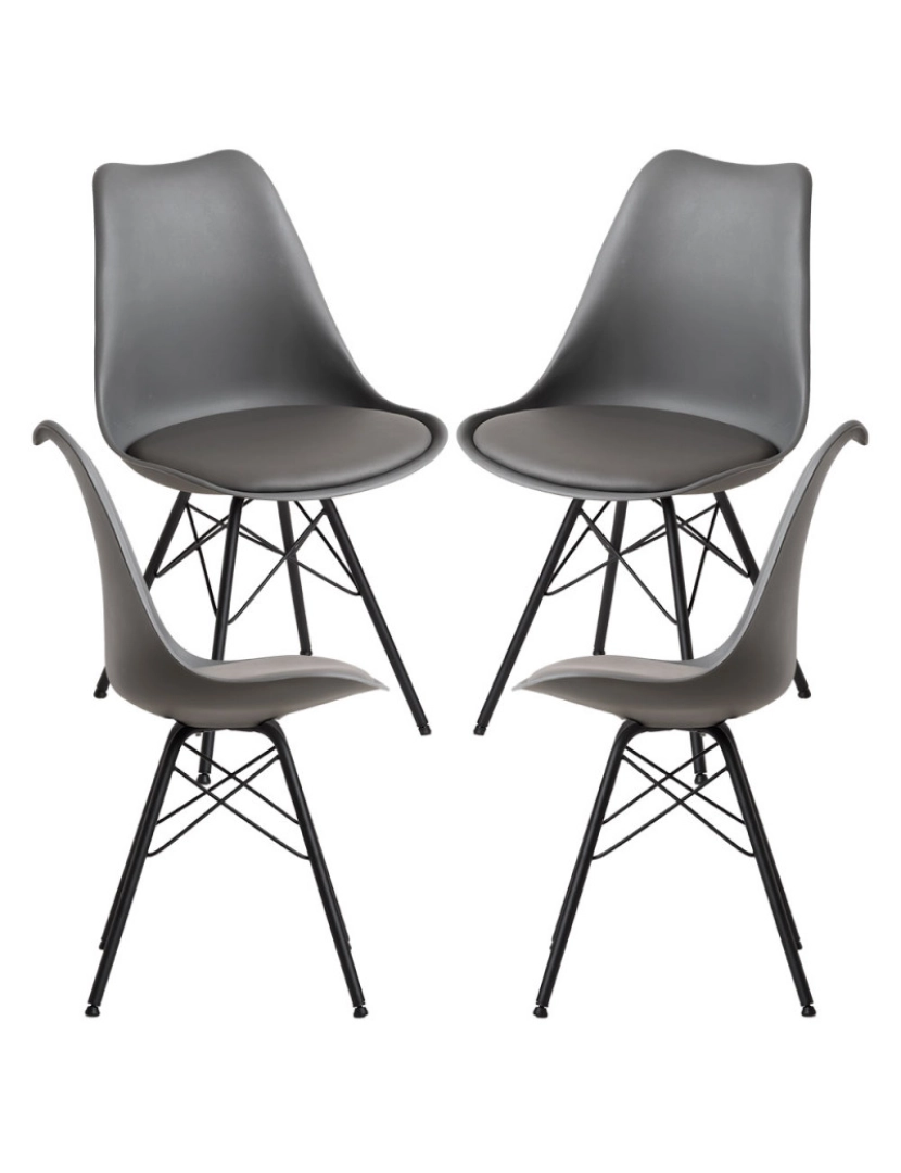 Presentes Miguel - Pack 4 Cadeiras Tilsen Metalizado - Cinza escuro