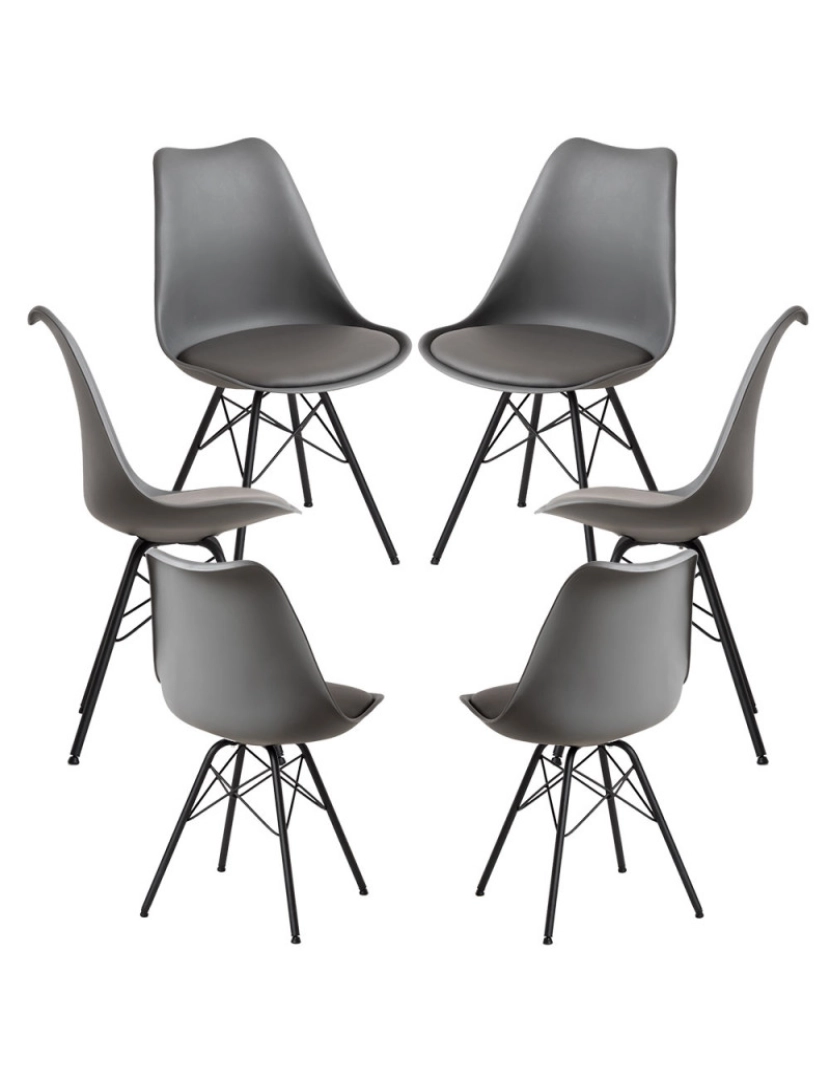 Presentes Miguel - Pack 6 Cadeiras Tilsen Metalizado - Cinza escuro