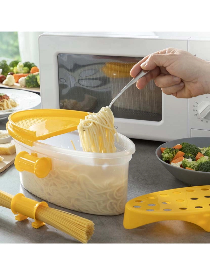 Innovagoods - Caixa P/ Cozinhar Massa No Micro-Ondas 4 Em 1 C/ Acessórios e Receitas Pastrainest 