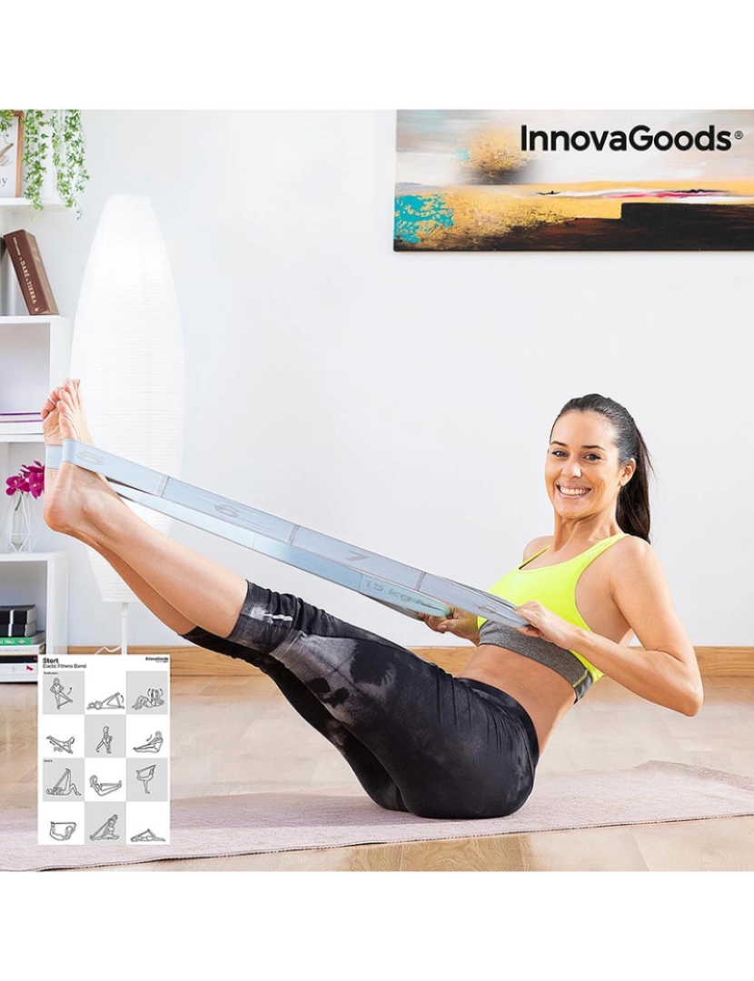 Innovagoods - Faixa Elástica Fitness P/ Alongamentos C/ Guia de Exercícios Stort 