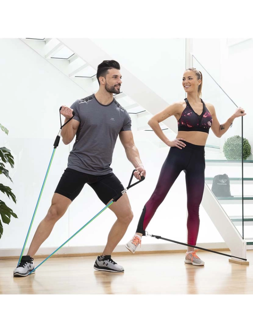 Innovagoods - Conjunto de 3 Bandas de Resistência com Acessórios e Guia de Exercícios Tribainer InnovaGoods