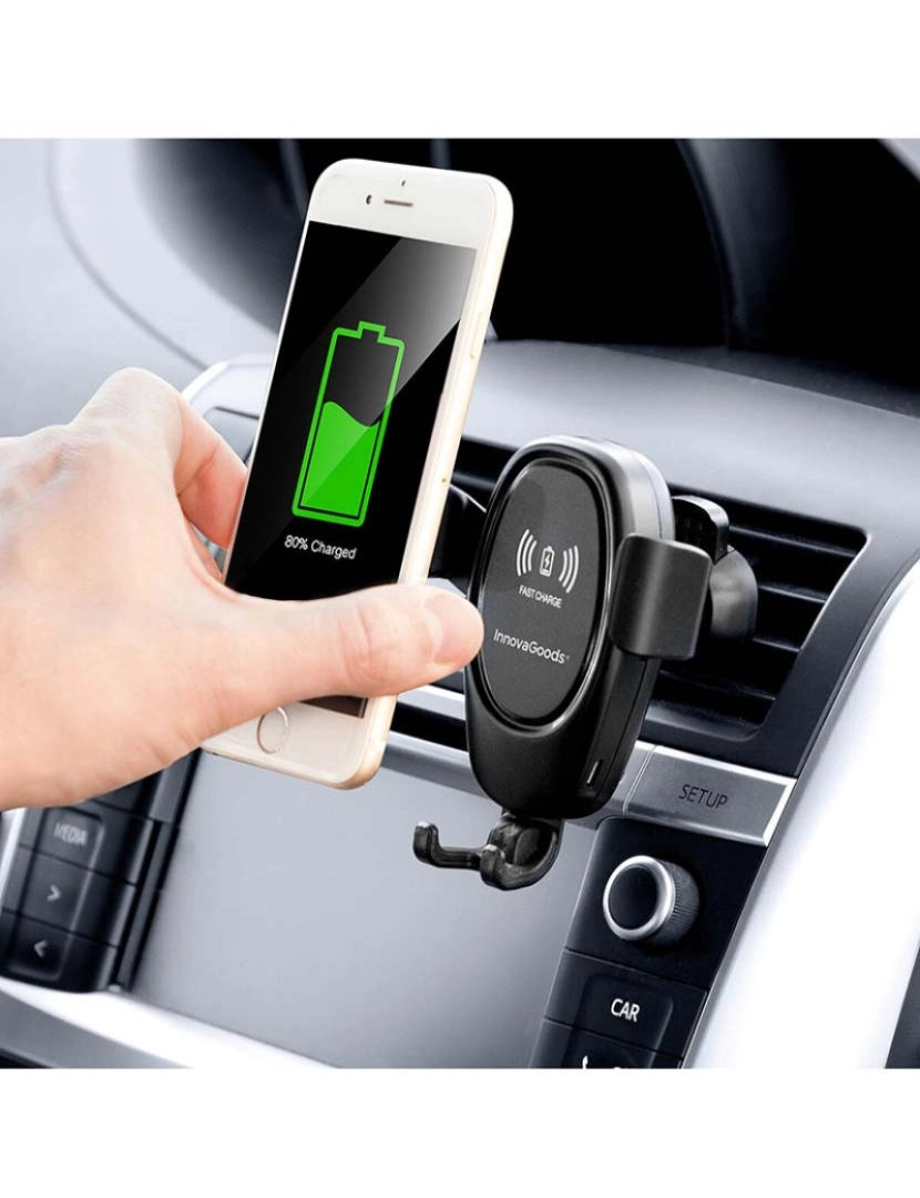 Innovagoods - Suporte de telemóvel com carregador sem fios para automóveis Wolder 