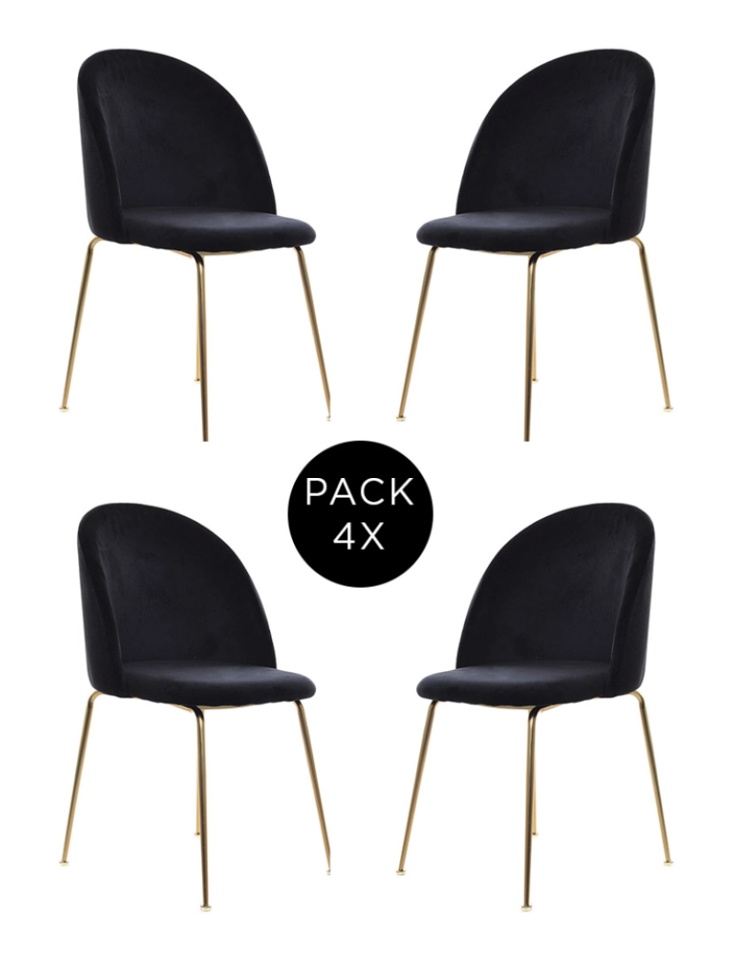 imagem de Pack 4 Cadeiras Glam Preta1