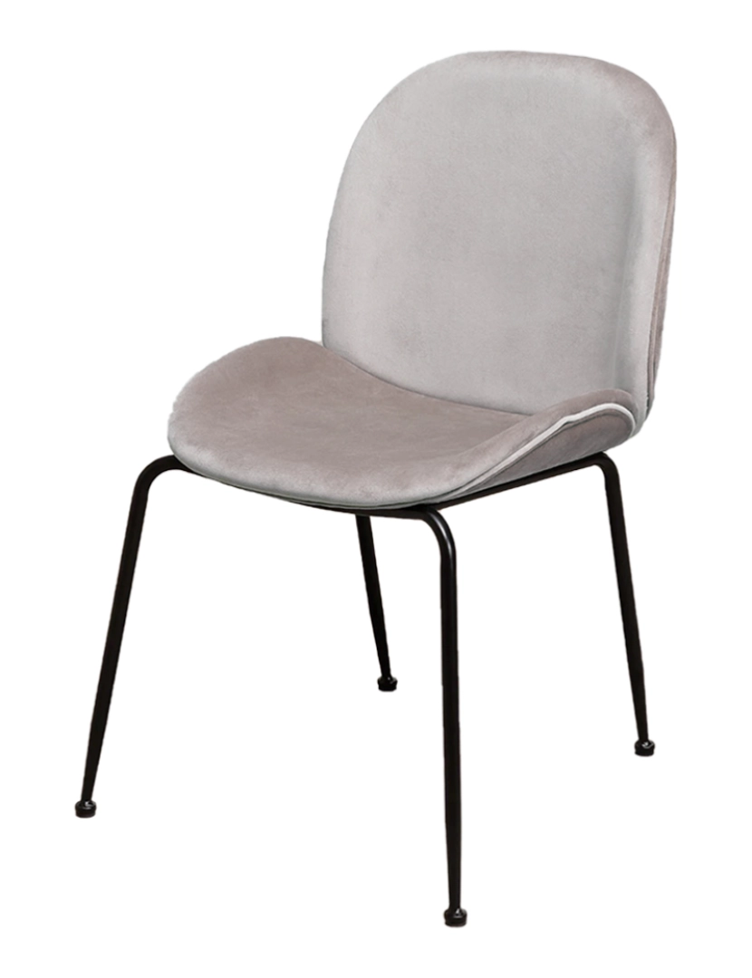 CH - Cadeira Modern Veludo Metal Bege