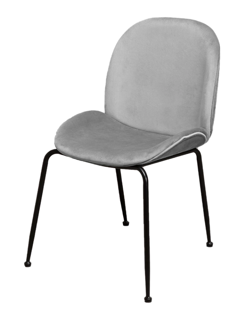 CH - Cadeira Modern Veludo Metal Cinza Claro
