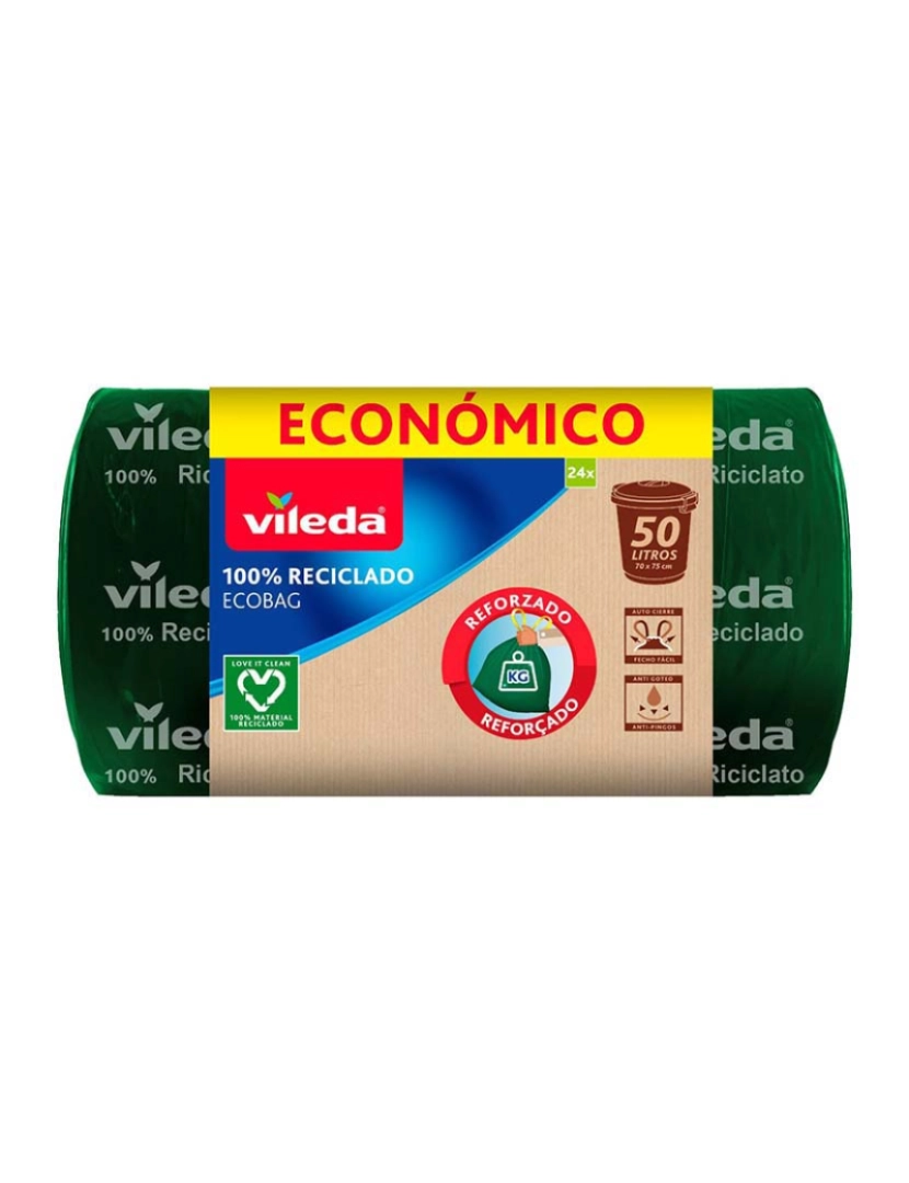 Vileda -  Saco Lixo Eco + 50L Maxi Rolo (24 Un)