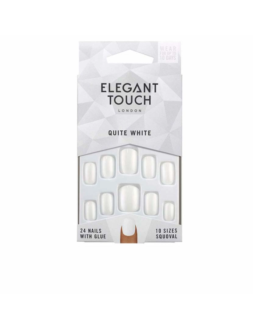 Elegant Touch - Unhas Cor Polido Com Cola Squoval #Bem Branco 24U