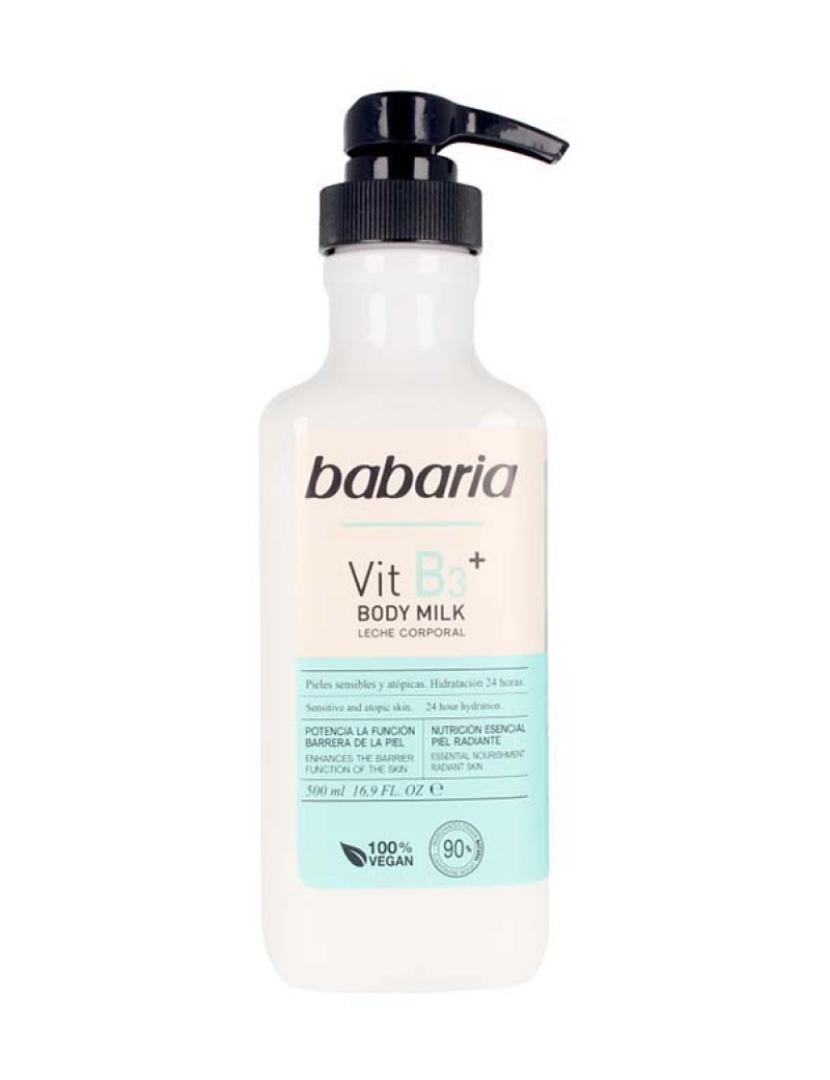 Babaria - Leite Corporal + Vitamina B3  100% Vegan 500 Ml