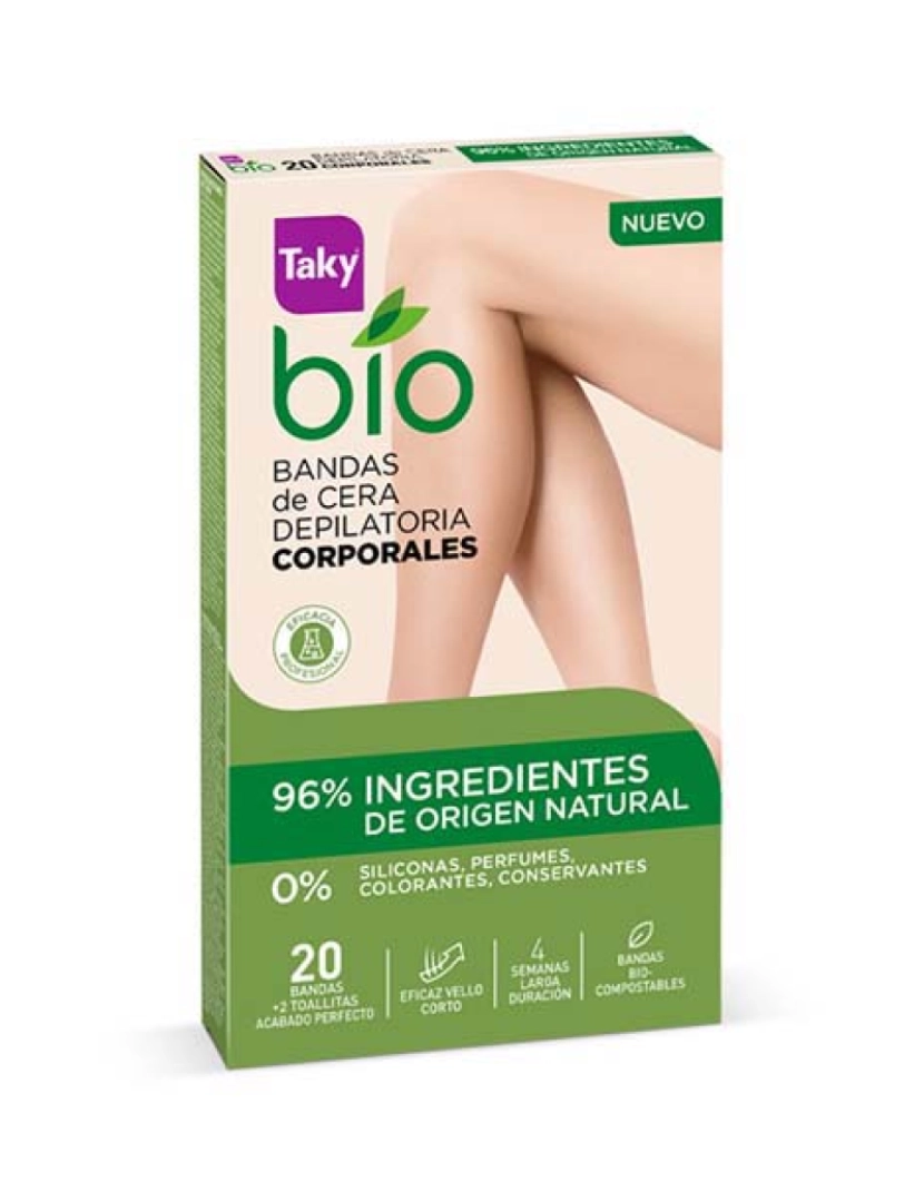 Taky - Bandas de Cera Corporais Depilatórias Bio Natural 0% 20Uds