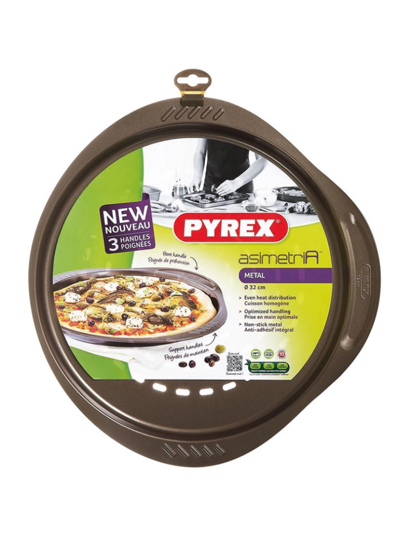 Pyrex - Travessa Pizza Aço 32Cm Asimetria Pyrex