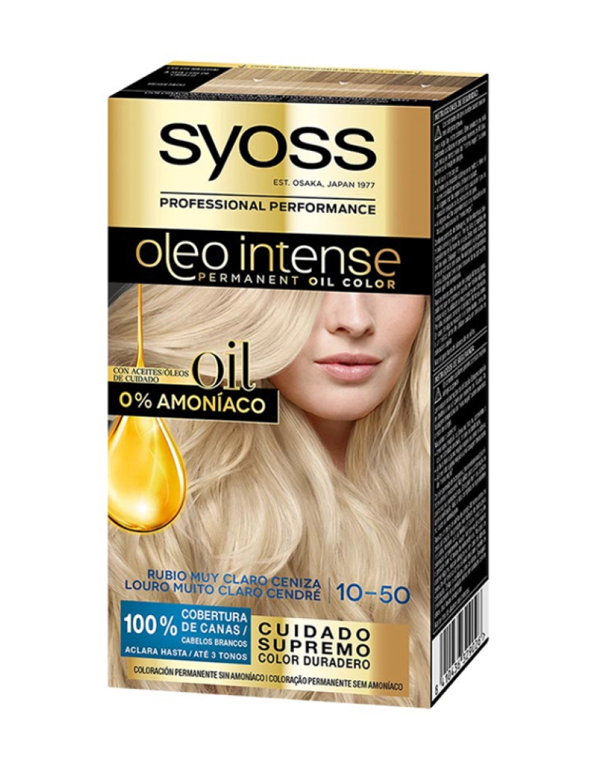 Syoss - Tinta s/ Amoníaco Olio Intense #10.50-Louro Claro Cinza 5pçs