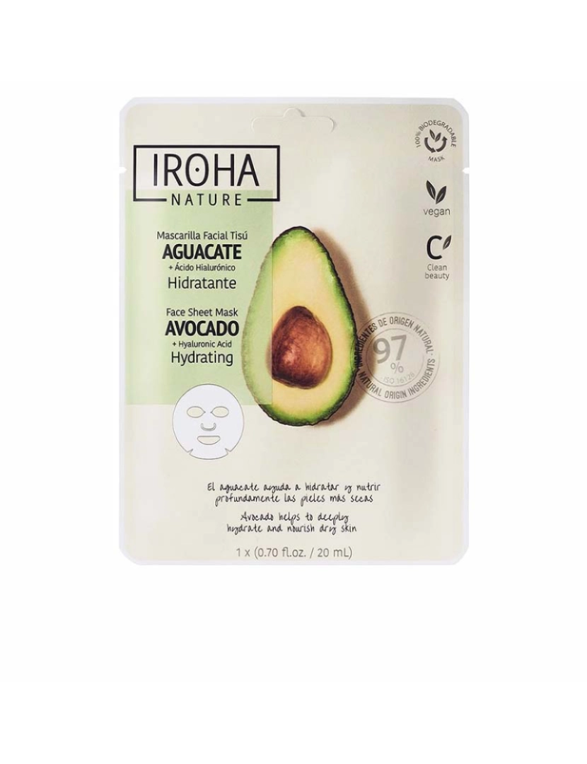 Iroha - Máscara Nature Avocado + Hyaluronic Acid 1 U