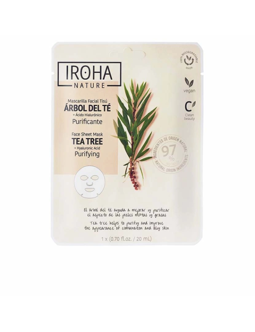 Iroha - Máscara Árvore Do Chá + Ácido Hialurônico Nature Máscara  1 U