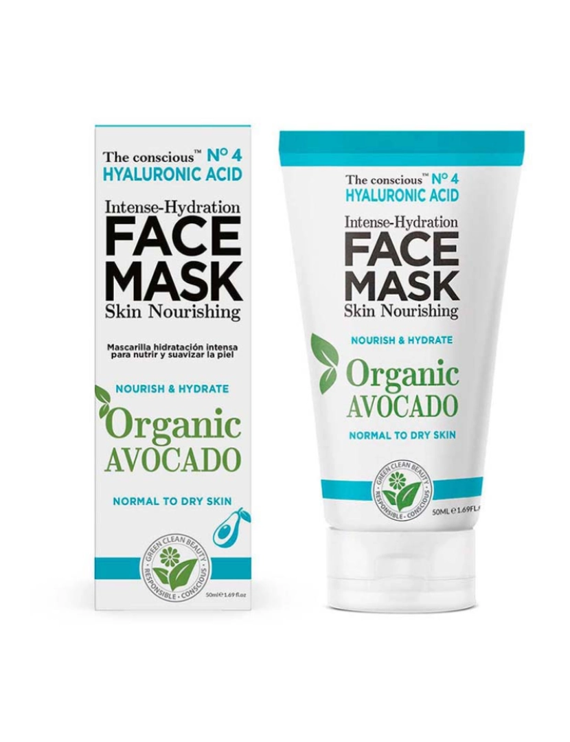 The Conscious - Ácido Hialurónico Intense-Hydration Face Máscara Organic Avocado 50 Ml