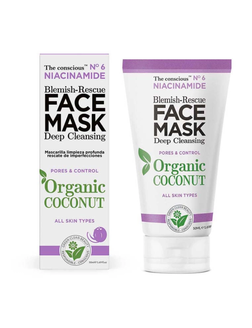 The Conscious - Niacinamide Blemish-Rescue Face Máscara Organic Coconut 50 Ml