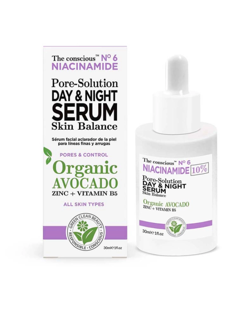The Conscious - Niacinamide Pore-Solution Day & Night Serum Organic Avocado 30 Ml