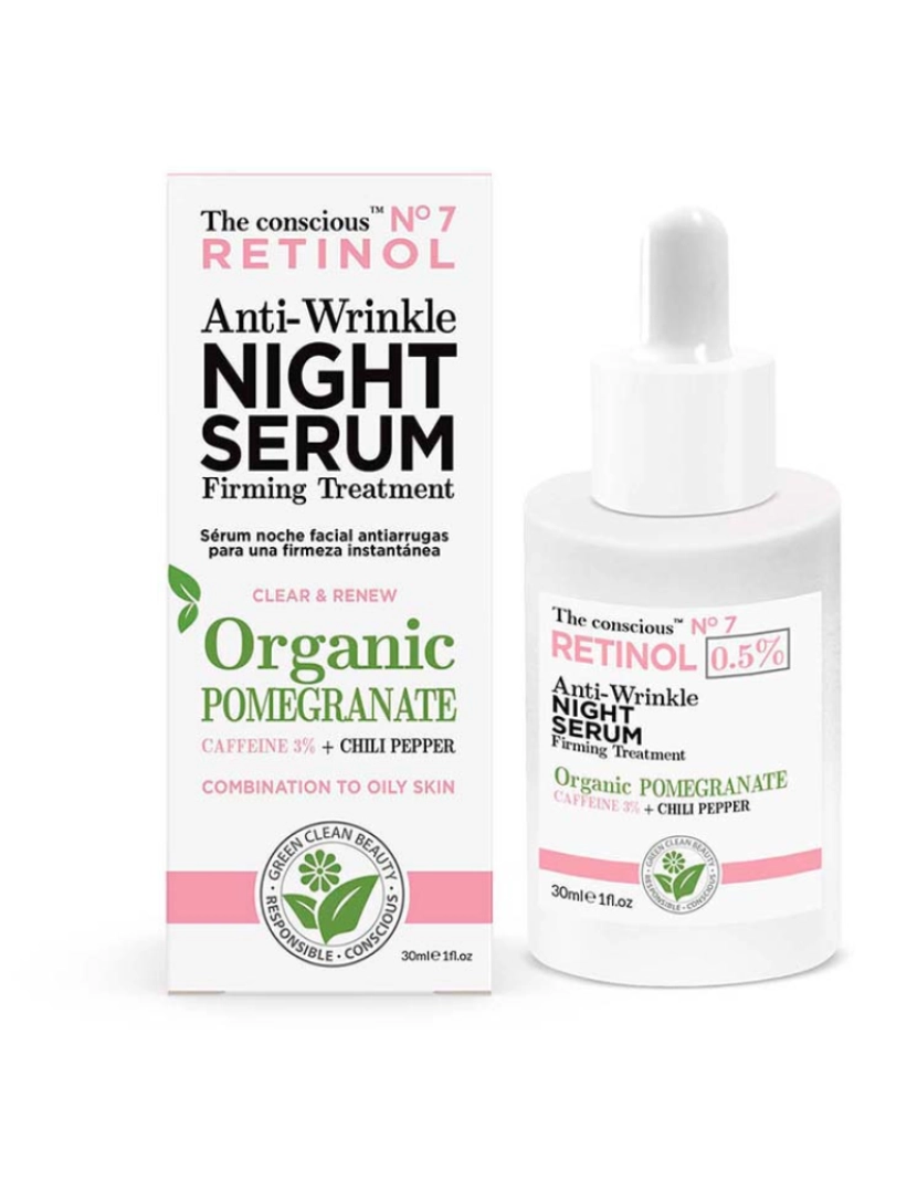 The Conscious - Retinol Anti-Wrinkle Night Serum Organic Pomegranate 30 Ml