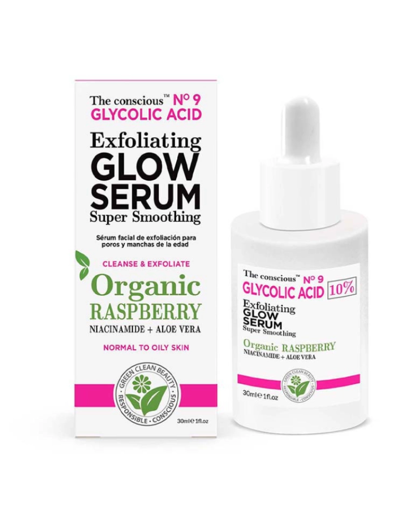 The Conscious - Glycolic Acid Exfoliating Glow Serum Organic Raspberry 30 Ml